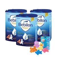Zestaw Bebilon 4 Pronutra Junior Formuła na bazie mleka po 2. roku życia, 3 x 800 g + Canpol Babies zestaw zabawek do kąpieli z przyssawkami, 5 szt.