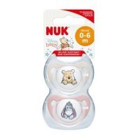 NUK Trendline DISNEY Kubuś Puchatek Silikonowy smoczek uspokajający 0-6m Różowy, 2szt.