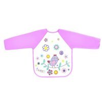 Bocioland Śliniak ceratowy z rękawkami Ptaszek 6m + fioletowy