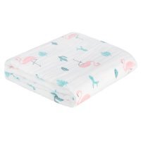 Akuku Kocyk muślinowy otulacz 110 x 105 cm Flamingi