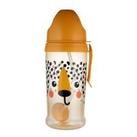 Canpol Babies Bidon niekapek z rurką i odważnikiem BabiesBoo gepard, 350 ml