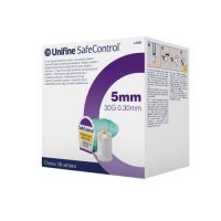 Unifine SafeControl 5 mm 30G 0.30 mm Bezpieczna igła do wstrzykiwacza z podwójną ochroną, 100 szt.