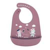 CANPOL BABIES Śliniak silikonowy z kieszenią "Bonjour Paris" bordowy 74/027