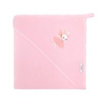 Bocioland Okrycie kąpielowe z kapturem różowe króliczek 100 x 100 cm, 1 szt.