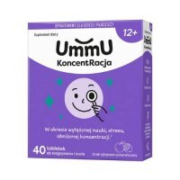 UmmU KoncentRacja 12+ tabletki do rozgryzania i żucia o smaku cytrynowo pomarańczowym, 40 szt.