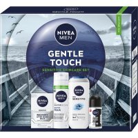Nivea Men Zestaw męskich kosmetyków Gentle Touch Balsam po goleniu, 100 ml + Pianka do golenia, 200 ml + Żel pod prysznic 3w1, 250 ml + Antyperspirant Roll-On, 50 ml