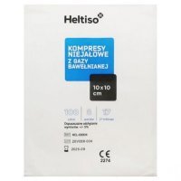 Heltiso Kompres niejałowy z gazy bawełnianej 10x10cm, 100 sztuk KRÓTKA DATA 30.11.2025