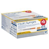PIC Insulin Syringes Jednorazowa strzykawka insulinowa 0,5 ml G29 0,33 mm x 12,7 mm, 100 szt.