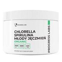Progress Labs Chlorella Spirulina Młody jęczmień Organic 400 mg, 500 tabl.