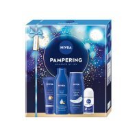 Nivea Pampering Zestaw Żel pod prysznic, 200 ml + Krem do rąk, 100 ml + Antyperspirant roll-on, 50 ml + Mleczko do ciała, 250 ml