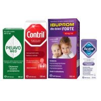 Zestaw Pelavo Med, 100 ml + Contril, 120 ml + Ibuprom dla dzieci Forte, 150 ml + Acatar Care, 15 ml