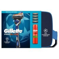 Gillette ProGlide Zestaw Maszynka do golenia dla mężczyzn + Wymienne ostrza, 4 szt. + Żel do golenia Sensitive, 200 ml + Kosmetyczka