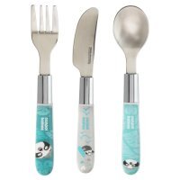 Canpol Babies Zestaw sztućców ze stali nierdzewnej EXOTIC ANIMALS niebieskie