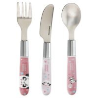 Canpol Babies Zestaw sztućców ze stali nierdzewnej EXOTIC ANIMALS różowe