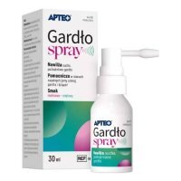 Apteo Gardło Spray nawilżający z kwasem mlekowym smak malinowo-miętowy, 30 ml