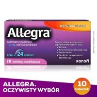 ALLEGRA 120 mg - 10 tabletek - lek na alergię i katar sienny KRÓTKA DATA 31.03.2026