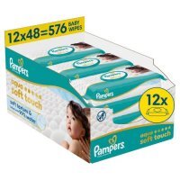 Pampers Aqua Soft Touch Chusteczki nawilżane, 12 x 48 szt.
