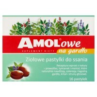 Amolowe Na gardło ziołowe pastylki do ssania, 16 szt.
