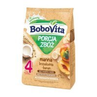 BoboVita Porcja zbóż Kaszka mleczna manna brzoskwinia-banan po 4 miesiącu, 210 g KRÓTKA DATA 07.08.2026
