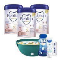 Zestaw Bebilon Profutura Duobiotik 3 Formuła na bazie mleka po 1. roku życia, 3 x 800 g + Travel Set
