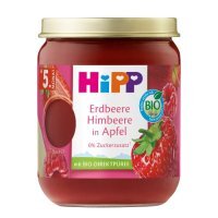 HiPP BIO Jabłka z truskawkami i malinami dla niemowląt po 5. miesiącu życia, 160 g