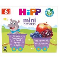 HiPP BIO Mini deser jabłka jagody granaty od 6. miesiąca, 4 x 100 g