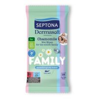 SEPTONA Dermasoft Family Nawilżane chusteczki z rumiankiem, 12szt. KRÓTKA DATA 31.08.2026