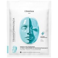 L'biotica Maska kolagenowa do twarzy z CICA i azulenem w mikrokapsułkach Ukojenie i redukcja zaczerwienień, 1 szt.