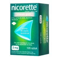 Nicorette Classic Gum Guma do żucia lecznicza 2 mg, 105 sztuk