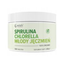 Wish Pharmaceutical Chlorella + Spirulina + Młody Jęczmień Organic 100%, 500 tabl.