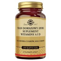 SOLGAR Tran dorszowy (rybi) witaminy A i D, 100 kaps.