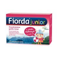 FIORDA JUNIOR o smaku malinowym 15 pastylek do ssania