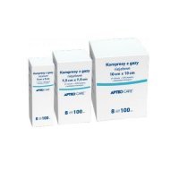 KOMPRESY Z GAZY NIEJAŁOWE 8-warstwowe  7,5 cm x 7,5 cm 100 sztuk APTEO CARE