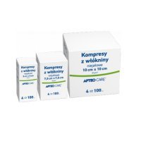 KOMPRESY Z WŁÓKNINY NIEJAŁOWE 4-warstwowe  5 cm x 5 cm 100 sztuk APTEO CARE