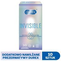 DUREX INVISIBLE dodatkowo nawilżane prezerwatywy 10 sztuk