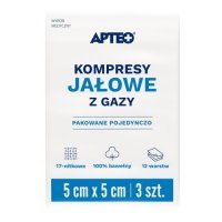 APTEO CARE Kompresy z gazy jałowe 5x5 cm 3 sztuki, rany
