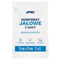 APTEO CARE Kompresy z gazy jałowe 9x9 cm 3 sztuki, na rany