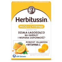 Herbitussin Miód i Cytryna, 12 pastylek do ssania