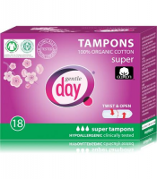 GENTLE DAY tampony 100% certyfikowanej bawełny ekologicznej SUPER 18 tamponów