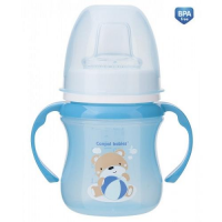 CANPOL EasyStart Kubek treningowy  SWEET FUN z miękkim ustnikiem NIEBIESKI 120 ml 35/207