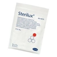 STERILUX Kompresy gazowe JAŁOWE  8-warstw 17-nitkowe  5cm x 5cm  3 sztuki HARTMANN