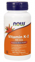 NOW FOODS Witamina K2 100 mcg + Lucerna 300 mg 100 kapsułek