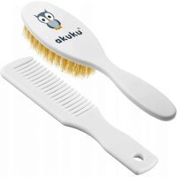 AKUKU Szczotka i grzebień z naturalnym włosiem BIAŁA (A0307)