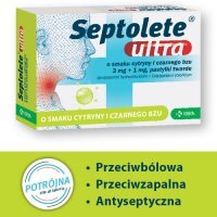 SEPTOLETE ULTRA o smaku cytryny i czarnego bzu 16 pastylek