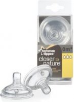 TOMMEE TIPPEE CLOSER TO NATURE smoczek silikonowy 0m+ o zmiennej prędkości przepływu pokarmu 2sztuki