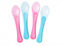 TOMMEE TIPPEE EXPLORA szeroka łyżeczka do samodzielnego jedzenia 6m+ RÓŻOWA I NIEBIESKA 4 sztuki