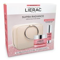 LIERAC SUPRA RADIANCE Krem-żel 50 ml + serum rozświetlające pod oczy 15 ml + KOSMETYCZKA