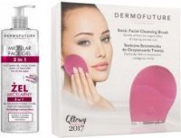 DERMOFUTURE Soniczna szczoteczka do twarzy różowa + żel micelarny do mycia 3w1 150 ml