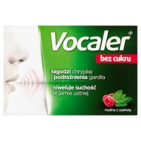 VOCALER BEZ CUKRU 12 pastylek do ssania o smaku malina z szałwią