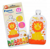 PAPOO Wielorazowe saszetki na jedzenie LEW 6 sztuk